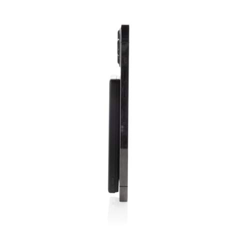 5.000 mAh ultra thin powerbank with 5W magnetic wireless charger where the case is made out of RCS certified recycled aluminum and recycled ABS plastic. RCS (Recycled Claim Standard) is a standard to verify the recycled content of a product throughout the whole supply chain. Total recycled content: 23 % based on total item weight. The powerbank contains a long lasting grade A 5.000 mAh lithium polymer battery. The power indicators will indicate the remaining energy level so you always know when to re-charge.; Type-C Input 5V/2.4A; USB C output:5V/2A.4A Item and accessories PVC free. Including RCS certified recycled TPE charging cable. Packed in FSC® mix packaging.<br /><br />WirelessCharging: true<br />PowerbankCapacity: 5000<br />PVC free: true