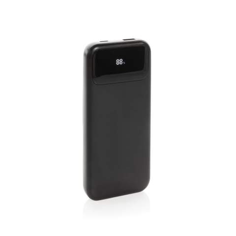 All in one fast charge powerbank with integrated cables and power display. The 10,000 mah powerbank comes with an integrated type C and integrated Apple Lightning cable so that you can easily connect to your device to start fast charging your mobile device. With one additional type C port and USB A port to connect your own charging cable. When fully charged the powerbank provides you with enough energy to re-charge your mobile phone up to four times. The powerbank contains a long lasting grade A 10.000 mAh lithium polymer battery. Made with recycled ABS and recycled TPE. Total recycled content: 21% based on total item weight. RCS certification ensures a completely certified supply chain of the recycled materials. With digital display to show the remaining power. Packed in FSC® kraft packaging. PVC Free. USB-A output 5V⎓3.0A, 9V⎓2A, 12V⎓1.5A; USB-C output 5V⎓3.0A, 9V⎓2.22A, 12V⎓1.67; Type-C input 5V⎓3.0A, 9V⎓2A, 12V⎓1.5A; Built-in USB-C cable Output: 5V⎓3A 9V⎓2A 12V⎓ 1.5A;<br /><br />PowerbankCapacity: 10000<br />PVC free: true
