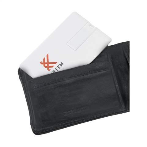 Fast delivery from stock! USB stick (2.0) in the form of a lightweight plastic credit card - slim enough to store in your wallet. Perfect for safely storing and transporting files. Ready for immediate use due to the practical 'Plug-and-Play' system. Compatible with Windows and Mac. Each piece comes in an imitation leather case. Extra options: data upload removable.