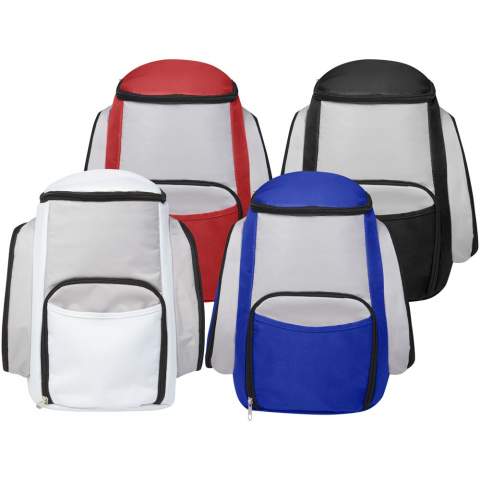 This cooler backpack with an exclusive colourful design and PEVA lining features a well-insulated main compartment with 20 litres holding capacity. It also has a front pocket and 2 additional side pockets which provides plenty of space to hold dry items/accessories. The straps are padded and adjustable for maximum comfort.