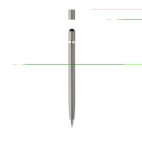 Stylo en métal au design intemporel. Encre bleue Dokumental® de fabrication allemande pour +/- 1200m d’écriture et bille en carbure de tungstene assurant une écriture régulière.