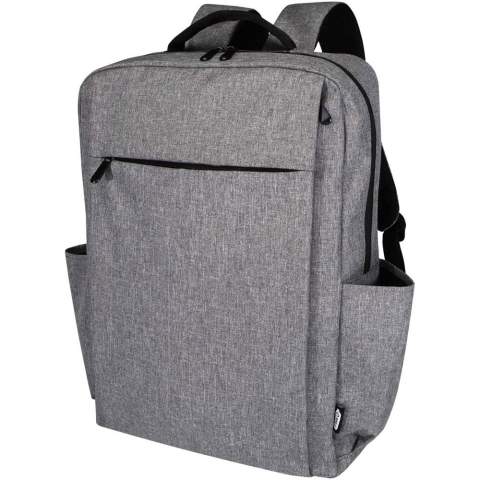 De Libra rugzak is gemaakt van GRS gecertificeerd gerecycled polyester en heeft een 15" laptopvak met een extra gevoerd tabletvak en opbergvakken aan de binnenkant. Er zijn ook meerdere zakken aan de buitenkant, gewatteerde en verstelbare schouderbanden en een trolleyband aan de achterkant. Geschikt voor een gewicht tot 10 kg.