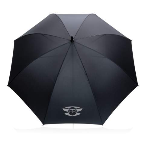 No greenwashing, but telling a true story about sustainability! This Impact umbrella is made with 190T RPET pongee with AWARE™ tracer. With AWARE™, the use of genuine recycled fabric materials and water reduction impact claims are guaranteed, by using the AWARE disruptive physical tracer and blockchain technology. Save water and use genuine recycled fabrics. With the focus on water 2% of proceeds of each Impact product sold will be donated to Water.org. The strongest rainstorm is no match for this 30 inch manual umbrella. It features a comfortable EVA grip handle and fibreglass frame and ribs for strength. Stormproof. This umbrella canopy is made of 11,8 PET bottles (500ml). Water savings are based on figures when compared to conventional fiber. This calculated indication is based on reliable LCA data as published by Textile Exchange in their Material Snapshots 2016.<br /><br />UmbrellaMechanism: Manual open/close<br />IsStormproof: true