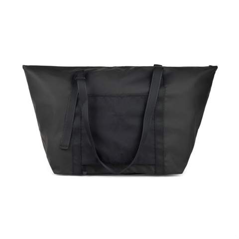 A perfect travel companion, this weekend bag is crafted from super lightweight GRS certified polyester with a sleek PU coating. Simply fold it and secure with the clever strap and buckle for storing compactly when not in use. Featuring a clever outer pocket that transforms into a secure trolley sleeve that allows you to slip it over a wheeled suitcase or trolley. Featuring adjustable straps to carry by hand or over your shoulder. Smaller inner pocket for your essentials. These versatile bags are not only easy to carry but are also designed to fold and store compactly in your luggage, providing convenient extra storage without weighing you down. Certified by GRS (Global Recycled Standard), this certification guarantees that the entire supply chain of the recycled materials is certified. The total recycled content is based on the overall product weight. This product contains 52% GRS certified recycled polyester.