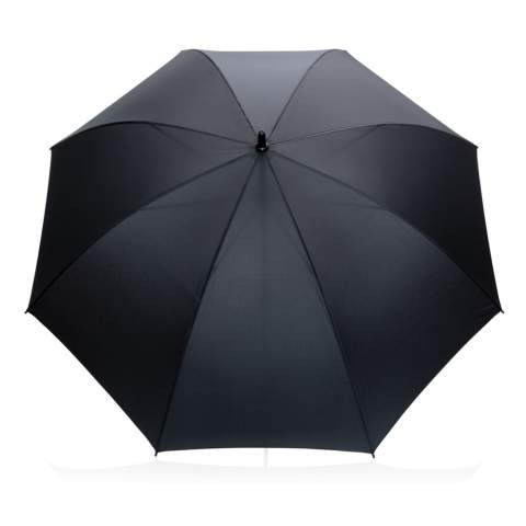 No greenwashing, but telling a true story about sustainability! This Impact umbrella is made with 190T RPET pongee with AWARE™ tracer. With AWARE™, the use of genuine recycled fabric materials and water reduction impact claims are guaranteed, by using the AWARE disruptive physical tracer and blockchain technology. Save water and use genuine recycled fabrics. With the focus on water 2% of proceeds of each Impact product sold will be donated to Water.org. The strongest rainstorm is no match for this 30 inch manual umbrella. It features a comfortable EVA grip handle and fibreglass frame and ribs for strength. Stormproof. This umbrella canopy is made of 11,8 PET bottles (500ml). Water savings are based on figures when compared to conventional fiber. This calculated indication is based on reliable LCA data as published by Textile Exchange in their Material Snapshots 2016.<br /><br />UmbrellaMechanism: Manual open/close<br />IsStormproof: true