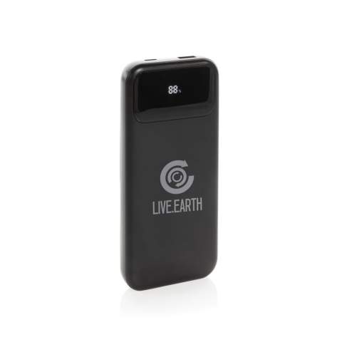 All in one fast charge powerbank with integrated cables and power display. The 10,000 mah powerbank comes with an integrated type C and integrated Apple Lightning cable so that you can easily connect to your device to start fast charging your mobile device. With one additional type C port and USB A port to connect your own charging cable. When fully charged the powerbank provides you with enough energy to re-charge your mobile phone up to four times. The powerbank contains a long lasting grade A 10.000 mAh lithium polymer battery. Made with recycled ABS and recycled TPE. Total recycled content: 21% based on total item weight. RCS certification ensures a completely certified supply chain of the recycled materials. With digital display to show the remaining power. Packed in FSC® kraft packaging. PVC Free. USB-A output 5V⎓3.0A, 9V⎓2A, 12V⎓1.5A; USB-C output 5V⎓3.0A, 9V⎓2.22A, 12V⎓1.67; Type-C input 5V⎓3.0A, 9V⎓2A, 12V⎓1.5A; Built-in USB-C cable Output: 5V⎓3A 9V⎓2A 12V⎓ 1.5A;<br /><br />PowerbankCapacity: 10000<br />PVC free: true