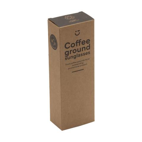 WoW! A pair of sunglasses with a frame made from coffee grounds and pine bark fibres. These organic materials are naturally biodegradable. These two materials are combined into one new material that is suitable for creating new products, such as these sunglasses. With UV 400 protection (according to European standards). Each item is supplied in an individual brown cardboard box.