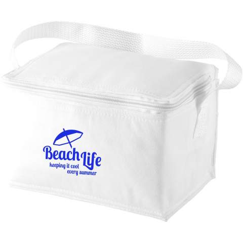 Compact cooler bag suitable for up to 6 cans.
