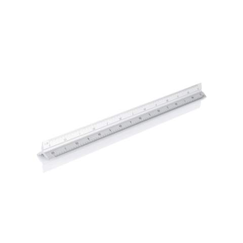 Règle triangulaire en aluminium de 30cm, avec 5 échelles 1:20, 1:25, 1:50, 1:75,1:100, et une face neutre pour imprimer votre logo.<br /><br />TapeLengthMeters: 0.30
