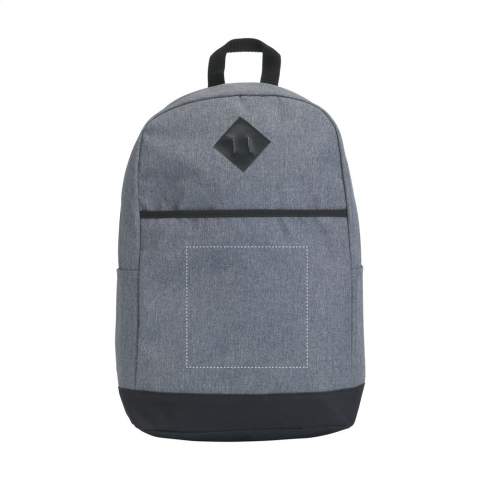 13-inch laptop backpack made of 600D/300D, 2-tone polyester with hidden zipper on the back. This makes it harder for pickpockets to access the contents of the bag, keeping your things safer. The large main compartment has a protective pouch for a 13” laptop and various pockets. With sturdy PVC lining that protects the contents against rain. Front compartment, 2 side compartments and carrying strap. The back and adjustable shoulder straps are fitted with comfortable foam.