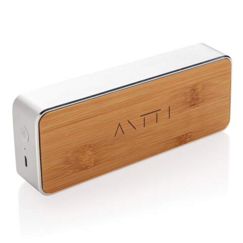 Luxury 3W wireless speaker that combines aluminium, fabric and bamboo material all in one product.  The wireless speaker uses BT 5.0 for smooth connection up to 10 metres. Play time up to 4 hours on one charge and re-charge in 1.5 hours. With built in sub-woofer for enhanced bass performance. Including PVC free TPE micro usb cable for re-charging.<br /><br />HasBluetooth: True<br />NumberOfSpeakers: 1<br />SpeakerOutputW: 3.00