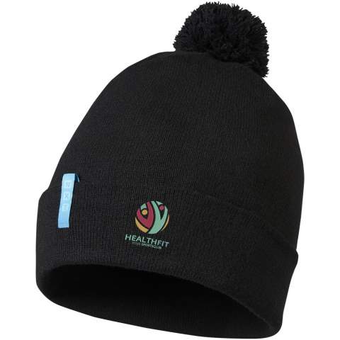 Each Olivine GRS recycled beanie is manufactured from 4 recycled PET bottles, making a positive contribution to the environment. This single-layer beanie features a double-folded edge, a matching pom, and a branded loop label for added style. Made of 1x1 rib knit GRS certified recycled polyester, nylon and elastane. The GRS certification ensures a 100% certified supply chain, from raw material to our printing techniques, making this a more sustainable choice.
