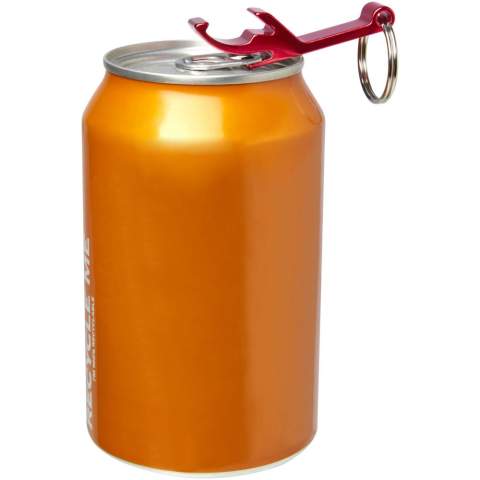 The strong and lightweight Tao bottle and can opener with keychain is made of 83% RCS certified recycled aluminium. The Recycled Claim Standard (RCS) verifies the recycled content of a product throughout the entire supply chain. Available in a variety of striking colours with a metallic finish, making a printed logo stand out nicely.