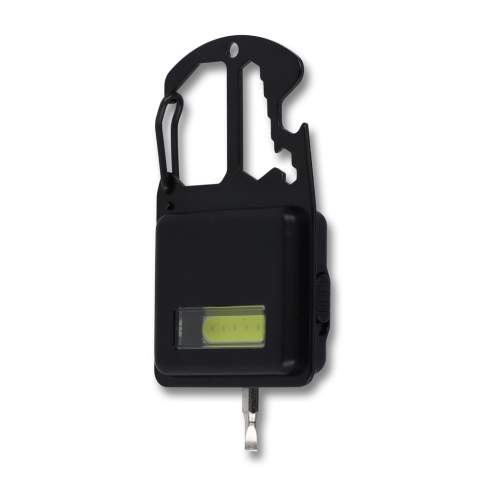 Klem deze handige, multifunctionele tool in zakformaat aan je tas of riemlus, of gebruik de magneet om hem aan elk stalen oppervlak te bevestigen voor handsfree gebruik van de lamp. Deze tool heeft vijf extra functies: flesopener, moersleutel, COB-lamp, sterpuntschroevendraaier en platte schroevendraaier.
