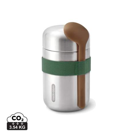 We have updated our best-selling Food Flask by adding a stainless-steel underside to the lid meaning that food has no contact with any plastic. The ladle spoon now includes sustainably sourced wood fibre and the product is now packaged in a gift box. The flask is vacuum sealed to keep food hot for up to 6hrs and cold for up to 8hrs. Handwash only - spoon is dishwasher safe<br /><br />HoursHot: 6<br />HoursCold: 8