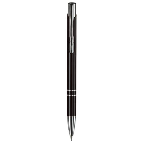 Stylish aluminum mechanical pencil (0.7mm). With two rings in the body of the pen. Single name engraving available from orders of minimal 50 pieces.