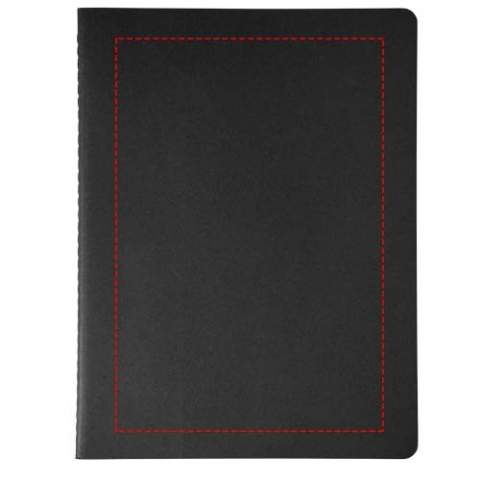Features cardboard cover with rounded corners. Visible stitching to spine, with flap for collecting loose notes. Contains 120 70 gsm ivory-coloured ruled pages. Last 16 sheets are detachable. The unit quantity is one piece.