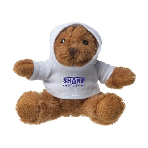 Small, plush bear with hooded shirt. The blue (30) and red (60) shirts can only be printed with black ink. Big bear with white T-shirt. Without printing, bears and shirts are supplied loose.