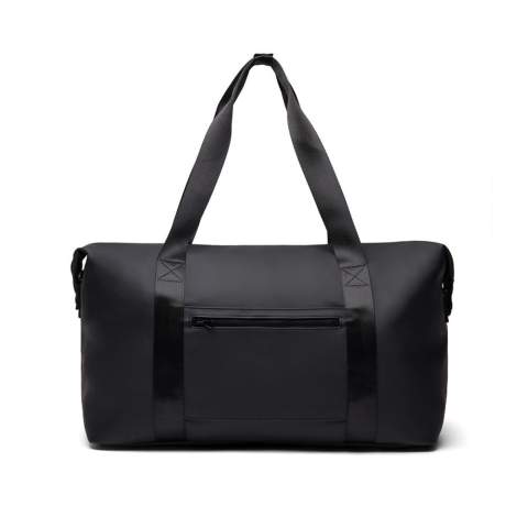 A travel sized weekend bag crafted from partly RCS certified recycled polyester with a sleek PU coating. Designed to accommodate everything you need for a 1-2 night getaway. Simply secure your bag to your trolley with a clever 2-in-1 zip pocket. Featuring both comfortable carry hand-hold straps and a detachable adjustable shoulder strap. Inside a smaller zip pocket for your essentials. Certified by RCS (Recycled Claim Standard), RCS certification guarantees that the entire supply chain of recycled materials is certified. The total recycled content is based on the overall product weight. This product contains 20% RCS certified recycled polyester.