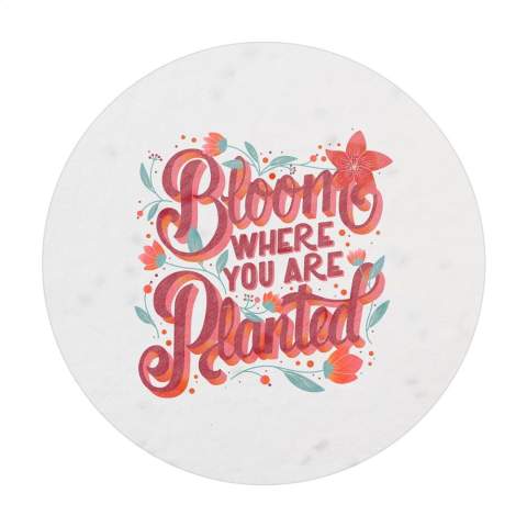 WoW! Round coasters made from biodegradable paper with seeds (seed paper 80 g/m²). Including full colour print on one side, which you can fully customise to your brand or message. A (full colour) print on the second side is possible at an additional cost.    Choose from three types of seeds: flowers, herbs or vegetables.    After use, the coasters can be planted in the ground, where the seeds will germinate. Give your brand some colour!    By processing seeds and using recycled materials, small irregularities in the material are visible. Made in Europe.