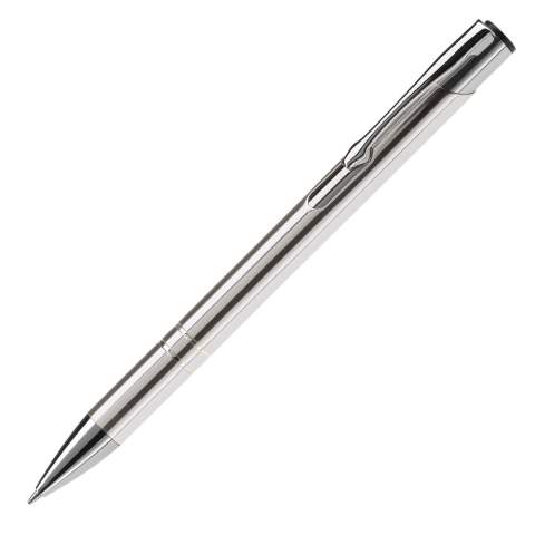 Eleganter Aluminium Druckbleistift (0,7mm), mit 2 Chromringen an der Griffzone.