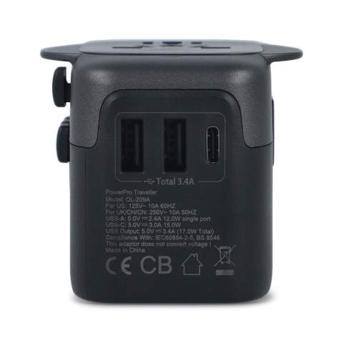 Reisen Sie mit dem leistungsstarken Travel Adapter in über 150 Länder. Durch sein kompaktes Design und geringes Gewicht (nur 140 g) eignet er sich perfekt für leichtes Gepäck. Mit Sicherheitsverschluss, Anti-Single-Plug-in und Anti-Schock-Funktion ist er babysicher - ideal für sorgenfreie Familienreisen. Der Adapter ist aus recyceltem Kunststoff hergestellt.