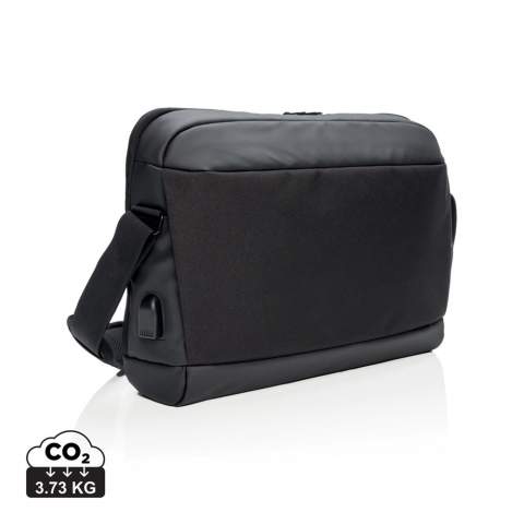 This 15.6” laptop bag offers comfortable style and safe storage for your laptop and tablet. With pockets to organise all of your tech gadgets and personal accessories. RFID safe sleeve for your wallet and passport. Connect your powerbank easily to the integrated USB charging port and charge your phone or tablet whilst on the go. PVC free. Registered design®<br /><br />FitsLaptopTabletSizeInches: 15.6
