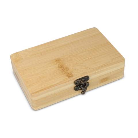 Ensemble d'outils pratiques de 13 pièces dans une boîte en bambou : 1 x clé à cliquet ; 1 x mètre ruban ; 4 x douilles 1/4 pouce ; 5 x embouts de tournevis 25mm ; 1 x ADP &amp; 1 x tournevis connecteur.