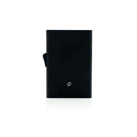 This solid aluminium card holder protects your most important cards against electronic pickpocketing. No more broken or bent cards. It can hold up to 7 cards or 5 embossed cards. Easy side slider will push the cards up gradually.