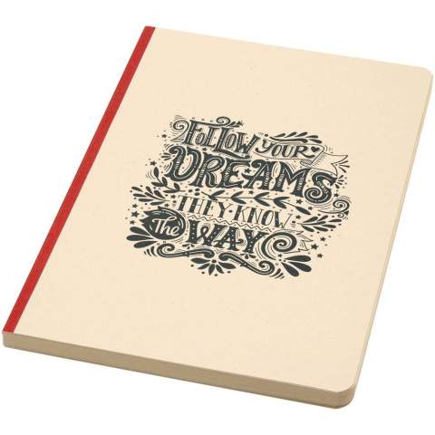 Carnet A5 à couverture souple Liliana avec coins arrondis et 72 feuilles lignées en papier 90 g/m². La couverture est fabriquée en RPET et en papier de canne à sucre. 