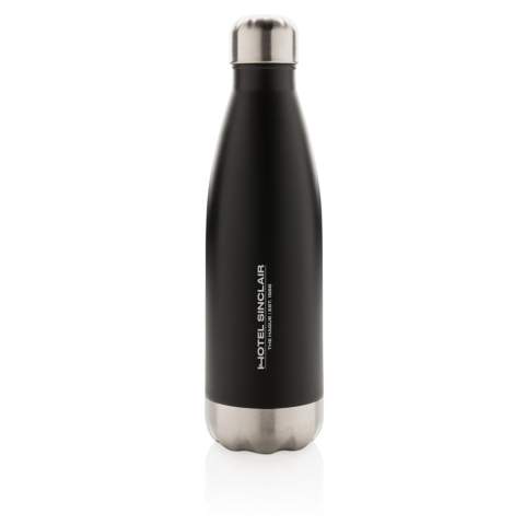 Elevate your daily water intake with this vacuum insulated stainless steel bottle. The bottle keeps chilled beverages cold for up to 15 hours and hot drinks warm for up to 5 hours. With a base that fits in most cup holders, this sleek looking water bottle will keep you hydrated on the go wherever you are. Capacity 500ml.<br /><br />HoursHot: 5<br />HoursCold: 15