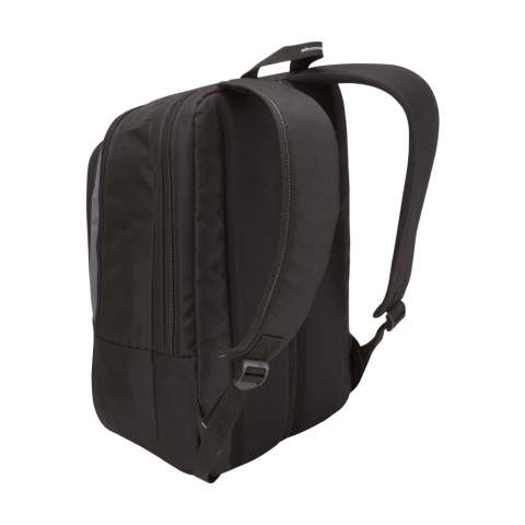 Sac à dos pour ordinateur portable 17 pouces de la marque Case Logic. Ce sac en nylon Dobby est agencé de façon extrêmement pratique Le compartiment séparé pour ordinateur portable avec mousse de protection peut être ouvert aux trois quarts, il est ainsi adapté aux ordinateurs portables à écran large avec une taille d'écran allant jusqu'à 17 pouces. Un compartiment supplémentaire offre de l'espace pour les livres, documents et dossiers. Le compartiment Smart Organization est utile pour ranger les appareils électroniques, stylos et autres accessoires. Une poche Speed Pocket™ est incluse à l'avant du sac à dos : un endroit facilement accessible pour ranger des objets de valeur, des documents de voyage et/ou des cartes d'identité. Avec une poche en filet, des bretelles réglables confortables et une poignée rembourrée. Ce sac possède également des fermetures éclair robustes. Le renfort en mousse à l'arrière garantit un confort supplémentaire. Capacité env. 25 litres.
