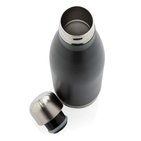 Elevate your daily water intake with this vacuum insulated stainless steel bottle. The bottle keeps chilled beverages cold for up to 15 hours and hot drinks warm for up to 5 hours. With a base that fits in most cup holders, this sleek looking water bottle will keep you hydrated on the go wherever you are. Capacity 500ml.<br /><br />HoursHot: 5<br />HoursCold: 15