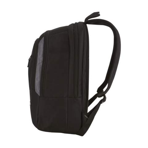 Sac à dos pour ordinateur portable 17 pouces de la marque Case Logic. Ce sac en nylon Dobby est agencé de façon extrêmement pratique Le compartiment séparé pour ordinateur portable avec mousse de protection peut être ouvert aux trois quarts, il est ainsi adapté aux ordinateurs portables à écran large avec une taille d'écran allant jusqu'à 17 pouces. Un compartiment supplémentaire offre de l'espace pour les livres, documents et dossiers. Le compartiment Smart Organization est utile pour ranger les appareils électroniques, stylos et autres accessoires. Une poche Speed Pocket™ est incluse à l'avant du sac à dos : un endroit facilement accessible pour ranger des objets de valeur, des documents de voyage et/ou des cartes d'identité. Avec une poche en filet, des bretelles réglables confortables et une poignée rembourrée. Ce sac possède également des fermetures éclair robustes. Le renfort en mousse à l'arrière garantit un confort supplémentaire. Capacité env. 25 litres.