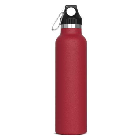 Dubbelwandig vacuüm geïsoleerde thermofles. De 100% lekvrije fles wordt geleverd in een mooie geschenkverpakking. Door het vacuüm tussen de wanden blijven dranken langer op temperatuur. Dranken blijven tenminste 12 uur warm of 24 uur koud. De fles bevat een poedercoating aan de buitenkant voor een hoogwaardiger oppervlak.