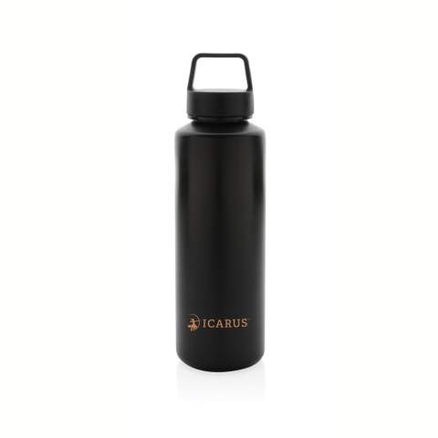 This beautiful bottle with handle is made with RCS certified recycled PP. RCS certification ensures a completely certified supply chain of the recycled materials. The tumbler features a leakproof twist lid for on the go usage. Total recycled content: 97% based on total item weight. BPA free. Capacity 500ml. An FSC®-certified kraft tag is included.