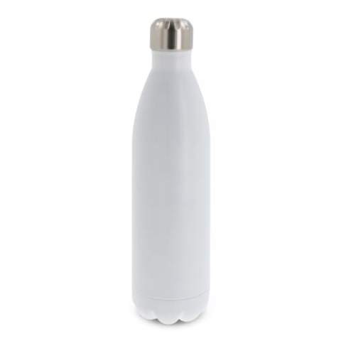 Double walled vacuum insulated drinking bottle with a 1L capacity. This 100% leak-proof bottle keeps drinks at the same temperature for longer thanks to the vacuum in between the walls. Drinks will stay warm for up to 12 hours and/or cold up to 24 hours. Comes packaged in a gift box.