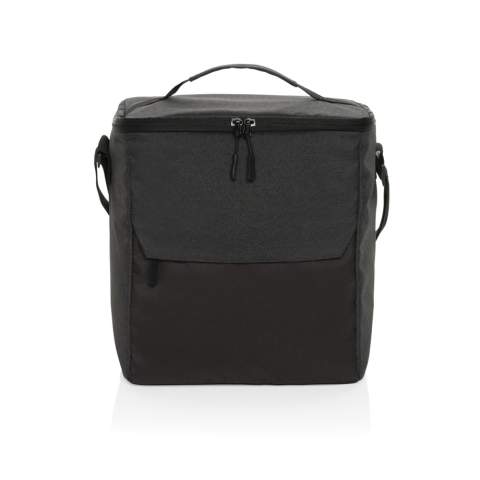 The Kazu AWARE™ RPET basic cooler bag offers style and functionality. Crafted from recycled materials, it features a spacious main cooler compartment which can hold up to 12 cans and with a zippered front pocket for added storage. The bag features a top handle and adjustable shoulder strap. Made with 100% recycled polyester embedded with the AWARE™ tracer. 2% of proceeds of each product sold with AWARE™ will be donated to Water.org.<br /><br />PVC free: true