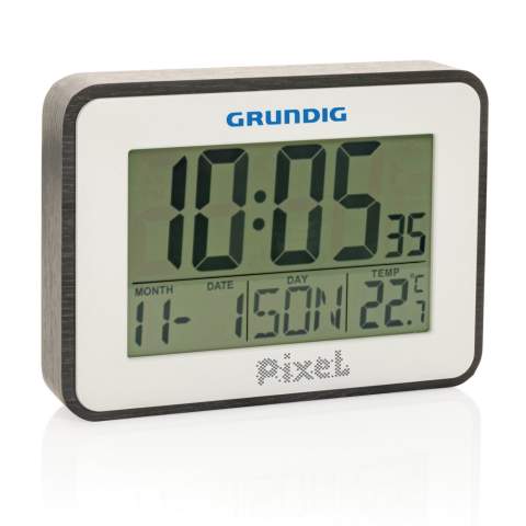 Grundig indoor weerstation. Met thermometer, alarm, dag, maand en datum en tijd. Exclusief 2x AA batterijen. Verpakt in Grundig geschenkdoos.