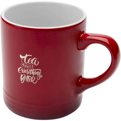 Ceramic mug that features a stylish design with a subtle gradient colour effect. Features a glossy cream coloured interior and a glossy exterior. Dishwasher safe. Presented in a recycled cardboard gift box. Volume capacity: 330 ml.