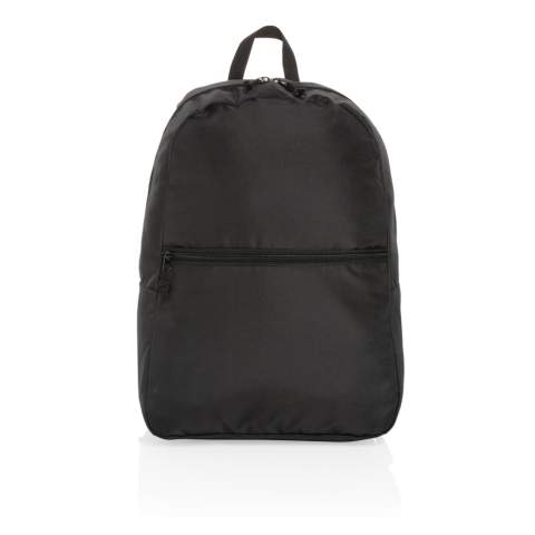 No greenwashing, but telling a true story about sustainability! This Impact 300D RPET backpack is made with AWARE™ tracer. With AWARE™, the use of genuine recycled fabric materials and water reduction impact claims are guaranteed, by using the AWARE disruptive physical tracer and blockchain technology. Save water and use genuine recycled fabrics. With the focus on water 2% of proceeds of each Impact product sold will be donated to Water.org. Keep it simple and stylish with this basic backpack. A perfect size for all your essentials and a convenient front zipper pocket. This backpack has reused 11,5 500ml PETbottles. Water savings are based on figures when compared to conventional fibre. This calculated indication is based on reliable LCA data as published by Textile Exchange in their Material Snapshots 2016.<br /><br />PVC free: true