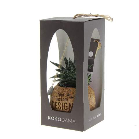 The Kokodama®, a botanical beauty that contains no plastic and is 99% natural and 100% biodegradable, offers a unique and sustainable option for corporate gifts. Its coconut fiber sphere creates a cozy and eco-friendly home for trendy and special plants. Hanging from the ceiling, placed on a table, or standing on the ground, the Kokodama® can find its natural habitat in any interior. Handcrafted in Sri Lanka, the Kokodama® contributes to the local economy and promotes craftsmanship. This Kokodama® mix contains various types of succulents, making it long-lasting and very easy to care for even for people without green thumbs.<br /><br />In addition to the Kokodama®'s distinctive appearance, this product provides an excellent opportunity for personalization with a logo or slogan. This makes it more than just a decorative object; it serves as a subtle means to promote your company or brand, or simply convey a message. In this way, you build a positive association with your company or brand as the Kokodama® graces the desks of associates or employees. The Kokodama® becomes even more delightful to give and receive thanks to the suitable gift packaging. By presenting this gift, you not only express appreciation, but also strengthen relationships and engagement, all while having a positive impact on your company's image.<br /><br />If you have any questions about this product, desired personalization, or packaging options, please feel free to contact us.