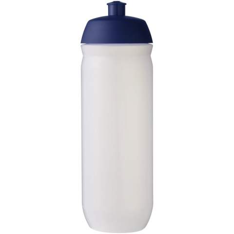 Single-walled sport bottle with a screw-fix pull-up lid. Made from flexible MDPE plastic, this squeezy bottle is perfect for sporting environments. Volume capacity is 750 ml. Made in the UK. BPA-free. EN12875-1 compliant and dishwasher safe.