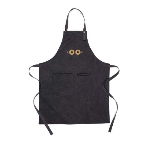 Apron made from 87% verified recycled material. This stylish apron is a practical kitchen accessory with a wonderful design. The apron has a pocket on the front and a loop for hanging utensils or kitchen towels, so you have everything to hand when you're in the middle of cooking. The apron has a soft and adjustable neck strap for increased comfort. Made from GRS (Global Recycled Standard) certified recycled materials. GRS certification ensures a fully certified supply chain of the recycled materials. Total recycled content is based on total product weight. This product contain 87% recycled cotton/polyester.