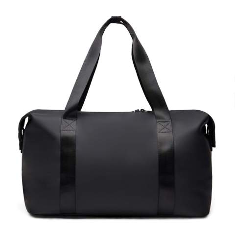 A travel sized weekend bag crafted from partly RCS certified recycled polyester with a sleek PU coating. Designed to accommodate everything you need for a 1-2 night getaway. Simply secure your bag to your trolley with a clever 2-in-1 zip pocket. Featuring both comfortable carry hand-hold straps and a detachable adjustable shoulder strap. Inside a smaller zip pocket for your essentials. Certified by RCS (Recycled Claim Standard), RCS certification guarantees that the entire supply chain of recycled materials is certified. The total recycled content is based on the overall product weight. This product contains 20% RCS certified recycled polyester.