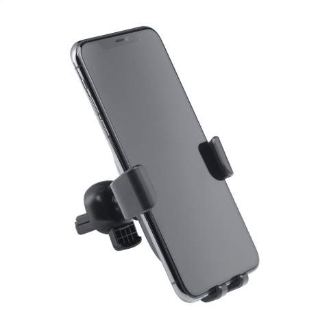 10W universal car phone holder and charger. Made from recycled ABS plastic. This phone holder is easy to fit, adjusts to the size of your phone and can be operated with one hand. Ideal for satellite navigation and for charging your phone whilst on the move. The phone can be placed in a vertical or horizontal position thanks to the 360 ° rotating clip. The 10W wireless charger is compatible with devices that support QI wireless charging (latest generations Android and iPhone). Input: 5V/2A. Wireless output: 5/2A 10W. Includes a micro-USB cable (TPE) and instruction manual. This product and its accessories are PVC free. Each item is individually boxed.