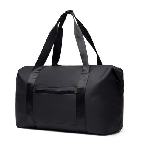 A travel sized weekend bag crafted from partly RCS certified recycled polyester with a sleek PU coating. Designed to accommodate everything you need for a 1-2 night getaway. Simply secure your bag to your trolley with a clever 2-in-1 zip pocket. Featuring both comfortable carry hand-hold straps and a detachable adjustable shoulder strap. Inside a smaller zip pocket for your essentials. Certified by RCS (Recycled Claim Standard), RCS certification guarantees that the entire supply chain of recycled materials is certified. The total recycled content is based on the overall product weight. This product contains 20% RCS certified recycled polyester.
