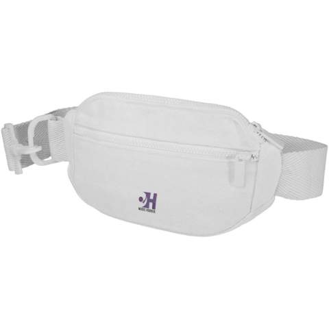 Crossbody bag made of 500 g/m² Aware™ recycled cotton and recycled polyester, featuring a spacious main compartment with a secure zipper closure and adjustable strap for comfortable wearing. The bag incorporates Cyclo® recycled fibres where they use pre-sorted waste that determines the colour of the yarn. These fibres do not only reduce the demand for virgin resources but also exhibit a commitment to a circular life, embodying the essence of reducing waste and promoting a closed-loop system. Each bag also comes with an Aware™ tracer. This innovative feature allows users to trace the origins and journey of their item through a QR code, enhancing transparency in the supply chain and fostering a stronger connection between the product and its production process.