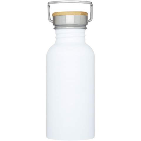 Bouteille en acier inoxydable à simple paroi avec couvercle vissé. Le couvercle dispose d’un dessus en bambou, ainsi que d’une poignée pour un transport facile. Capacité de 550 ml. Présentée dans une boîte cadeau Avenue.