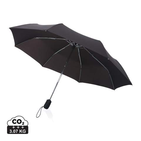This Swiss Peak automatic umbrella features three sections and is made of 190T pongee recycled polyester with AWARE™ tracer. It features a chromed aluminum shaft and windproof system supported by fibreglass ribs. Auto open and manual close. The AWARE™ tracer that validates the genuine use of recycled polyester. The umbrella comes with a pouch and is presented in a Swiss Peak gift box.<br /><br />UmbrellaMechanism: Automatic Open/Close<br />IsStormproof: true